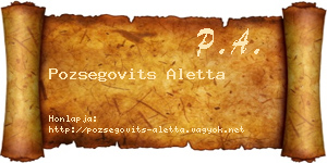 Pozsegovits Aletta névjegykártya
